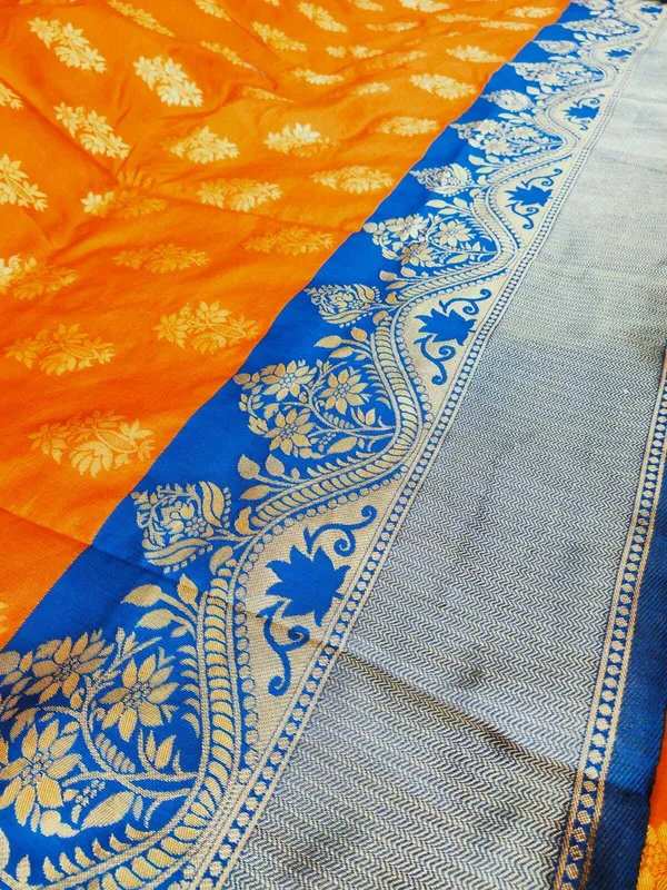 Orange_Embellished_Banarasi_Jacquard_Saree_(Orange)